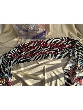 Ed Hardy Zebra Tiger Knit Scarf by Christian Audigier Y2K